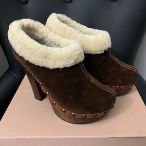 New! Miu Miu Shearling Heeled Boots 36
